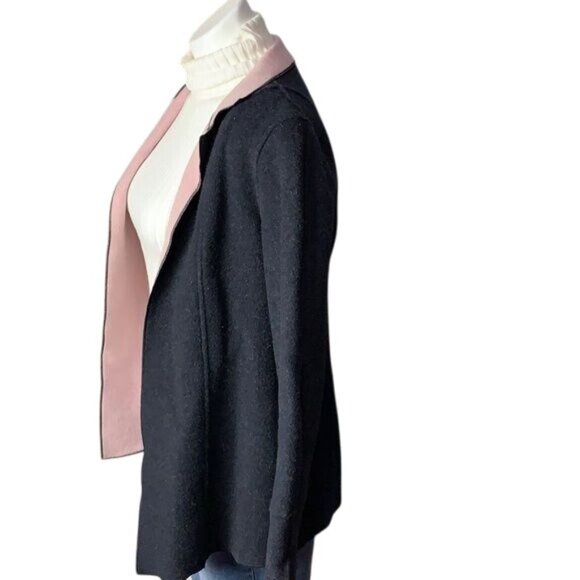 Harve` Bernard by Bernard Holtzman Womans 4 Black Pink Wool Blend Blazer (Jacket - Picture 3 of 7